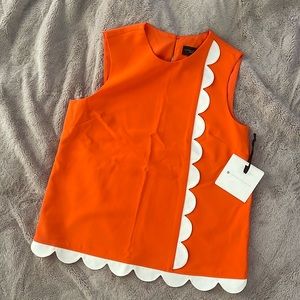 Victoria Beckham for Target Orange/white scalloped tank sz M
